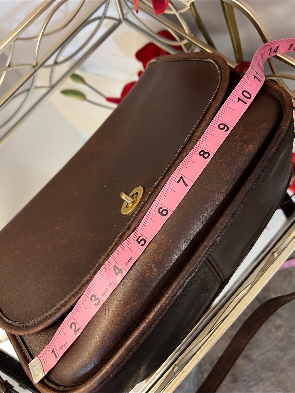 Vintage COACH City Bag 9790 Brown Leather Turnlock Crossbody w/Dust Bag & Charm - Picture 14 of 16